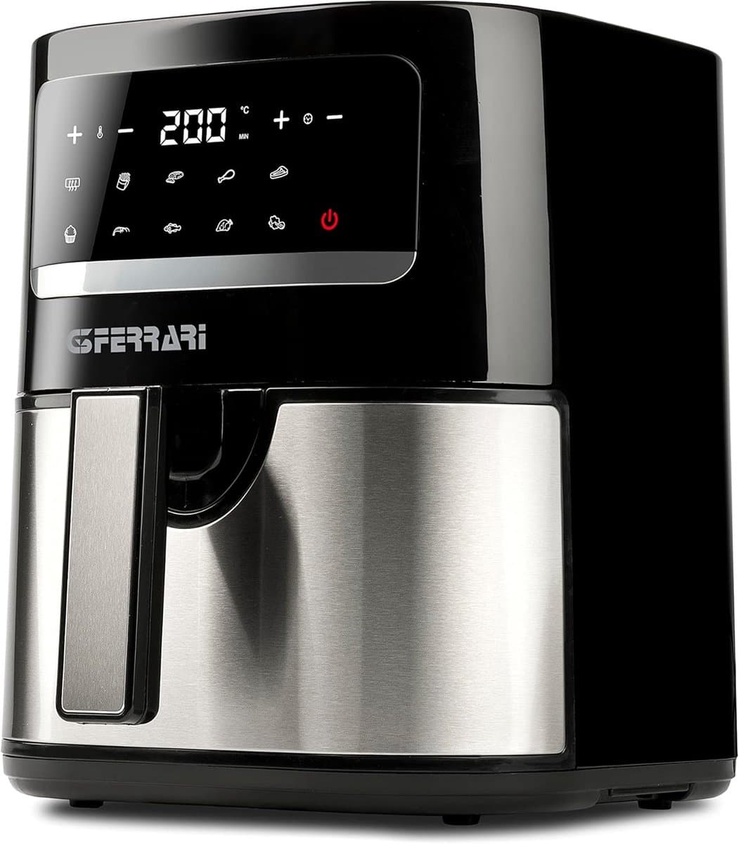 Luchtfriteuse 4,5 Liter met 10 Programma's en 1500 Watt - Zwart/Staal — afbeelding 1