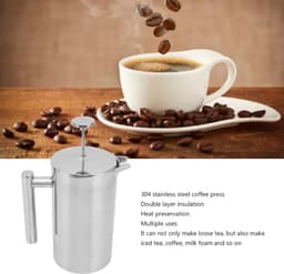 Koffiezetapparaat - Franse Pers - Thuis Koffie Maken - Dubbele Roestvrij Staal - 1000ml Capaciteit — thumbnail 2