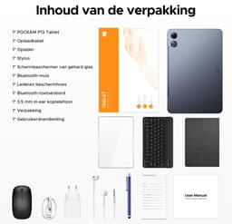 POCKAM P13 Tablets - 48 GB RAM 128 GB ROM - 13,4 inch 2,4K 120 Hz - Android 16 - Gemini AI - 12000 mAh/18 W - Face ID - Widevine L1 - 13 MP + 8 MP camera - Dubbele luidsprekers - Tablet met toetsenbord en pennenhouder - Grijs — thumbnail 3
