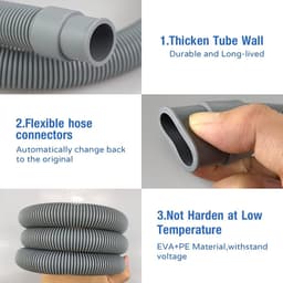JeiibrZui Afvoerslang voor wasmachine - Flexibele afvoerslang - Universeel compatibel/eenvoudige installatie - Set van 3 - Geschikt voor alle merken en modellen - Grijs — thumbnail 3