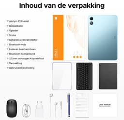 Aorlym P13 - Tablet - Tablets - 48 GB RAM + 128 GB ROM - 13,4 inch 2,4K 120 Hz - Android 16 - Gemini AI - 12000 mAh/18 W - Face ID - Widevine L1 - 13 MP + 8 MP camera - Dubbele luidsprekers - Tablet met toetsenbord en pennenhouder - Blauw — thumbnail 3