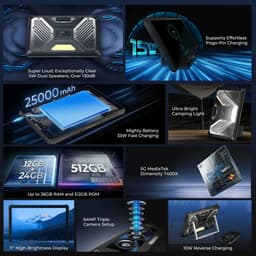 Oukitel RT10 Rugged tablet 12/512 GB - Robuuste tablet - Tablet 11.1" - Android tablet - IP69 waterproof en stofdicht - Met Robuuste case - 5G Dual SIM aansluiting - Mobiel internet en GPS - Android 15 – 25.000 mAh batterij - Tablet voor industrieën — thumbnail 4