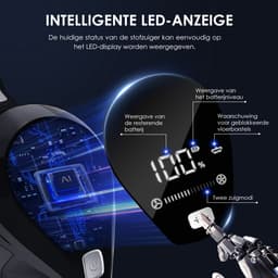 Elekiatech - Steelstofzuiger Draadloos - 50000Pa - 50 Min Gebruikstijd - 1.8L Stofbak - LED display – voor Harde Vloeren, Tapijt en Dierenharen - Zwart — thumbnail 4