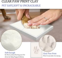 Grote Pootafdruk Frame voor Hond of Kat - Zachte Klei Kit en Houten Wit Foto Frame — thumbnail 3