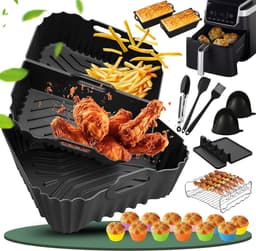 Airfryer Siliconen vorm voor Ninja-accessoires, heteluchtfriteuse, bakvormen, grillrooster, taartvorm, broodroosteraccessoires, keukentang, enz., compatibel met Dual Basket AF180EUCP serie 6,2 l — thumbnail 1
