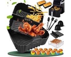 Airfryer Siliconen vorm voor Ninja-accessoires, heteluchtfriteuse, bakvormen, grillrooster, taartvorm, broodroosteraccessoires, keukentang, enz., compatibel met Dual Basket AF180EUCP serie 6,2 l