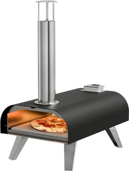KitchenBrothers Pizza Oven - Houtgestookt - Tafelmodel - Inklapbaar - PFAS-vrij - Pizzasteen - tot 460°C - Pizza maker - Complete Set - Pizzaoven voor Buiten - Zwart/RVS — thumbnail 1