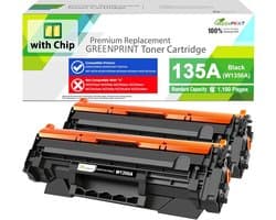 Voordeelverpakking 2 Zwarte Tonerpatronen Compatibel met 135A W1350A voor Diverse Laserprinters