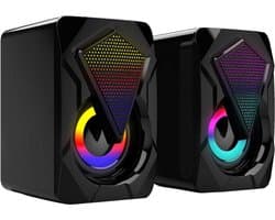 RAIDER 2.0 RGB PC Gaming Speaker Set - USB/3,5 mm - RGB LED-verlichting - Geschikt voor, PC, Console, Laptop - Zwart