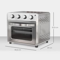 Mini Heteluchtoven met 24L Inhoud en 1600W Vermogen - RVS Zilver — thumbnail 3