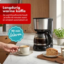 Tomado TCM1201S - Koffiezetapparaat - Filterkoffie - Warmhoudfunctie - Herbruikbaar filter - 10 koppen - Zwart/rvs — thumbnail 3
