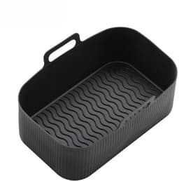 Zwarte set van 4, siliconen airfryer-matjes, herbruikbaar, antiaanbakmatjes, airfryer, gemakkelijk schoon te maken, vaatwasmachinebestendig, extra dikke siliconen bakmat, airfryer bakplaat — thumbnail 1