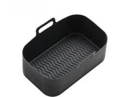 Zwarte set van 4, siliconen airfryer-matjes, herbruikbaar, antiaanbakmatjes, airfryer, gemakkelijk schoon te maken, vaatwasmachinebestendig, extra dikke siliconen bakmat, airfryer bakplaat