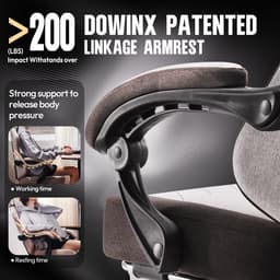 Dowinx Gamingstoel van stof met pocketvering, massage-lendensteun en voetsteun - ergonomische bureaustoel voor volwassenen - Big & Tall - tot 135 kg - bruin — thumbnail 3