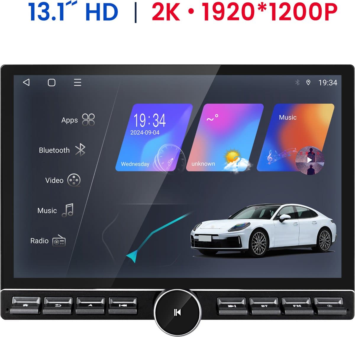 Junsun Android 15 Autoradio Geschikt Voor Toyota Aygo Peugeot 107 Citroen C1 Accessoires - 13.1'' - 6GB+128GB, Draadloze CarPlay & Andriod Auto, DAB+, GPS-Navigatiesystem, Bluetooth, Microfoon, 2K Touch Screen, 4G Lte, DSP, Octa-core processor — afbeelding 1