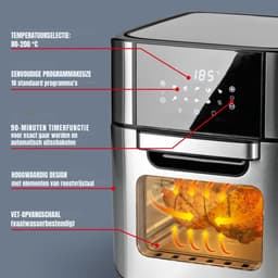 DYNA® Heteluchtoven - Oven - Airfryer Oven- Zilver - 38cm x 33cm x 37cm — thumbnail 6