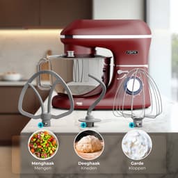 Fentic Keukenmachine – 2000W – Keukenrobot - Foodprocessor - 6,2L Mengkom – Incl. extra Accessoires – Rood — thumbnail 3