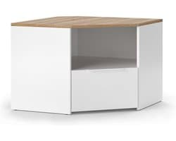 Moderne Hoek TV Kast in Wit en Sonoma - Compact Lowboard voor Televisie