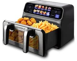 Flolife - Airfryer - Heteluchtfriteuse - 2200W - Dubbele Mand - 9 L - XXL - Multifunctionele - LED Touchscreen en Instelbare Timer