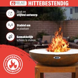 HEAT Outdoor Living Buitenkeuken Bakka - Vuurschaal met Houtopslag en Bakplaat - 80x80x96 cm — thumbnail 5