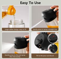 450ml-olie-sprayfles-olie-azijnstellen-glas-olijfolie-sprayer-olie-sprayer-keukengereedschap-bbq-accesoires-oliespuit-glazen-oliespray-voor-airfryers-en-salades-herbruikbaar-en-vaatwasserbestendig-zwart — thumbnail 2