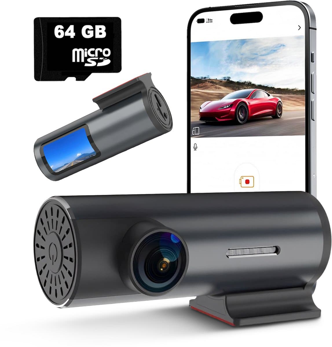 Tech Essentials M1 Pro - Dashcam - 1296P - Wifi - SD Kaart 64GB - USB-C - Voor Auto Camera - Met GPS - Full HD - Parkeermodus - Nachtzicht — afbeelding 1
