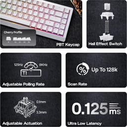 EPOMAKER HE68 Lite - Hall Effect - 8000hz - Magnetisch Toetsenbord - RGB - 65% - QWERTY - Gaming Keyboard - Clear Mag Switch - Wit — thumbnail 5