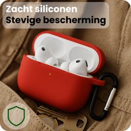Case - Geschikt voor Apple Airpods Pro 3 - Siliconen Hoes met Clip - Silicone Hoesje Cover - Rood — thumbnail 4