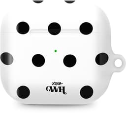 xoxo Wildhearts hoesje geschikt voor AirPods 3 - Polka Dots (Wit) - Ook als telefoonhoesje verkrijgbaar - schokbestendige case - koptelefoonhoesje - Beschermhoes met stippenpatroon - Wit met zwart stippen — thumbnail 1