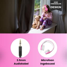 Koptelefoon kinderen met draad - Kinderkoptelefoon - Bedrade hoofdtelefoon - Veilig volume - School - Tablet - Laptop - Reizen - Muziek luisteren — thumbnail 5