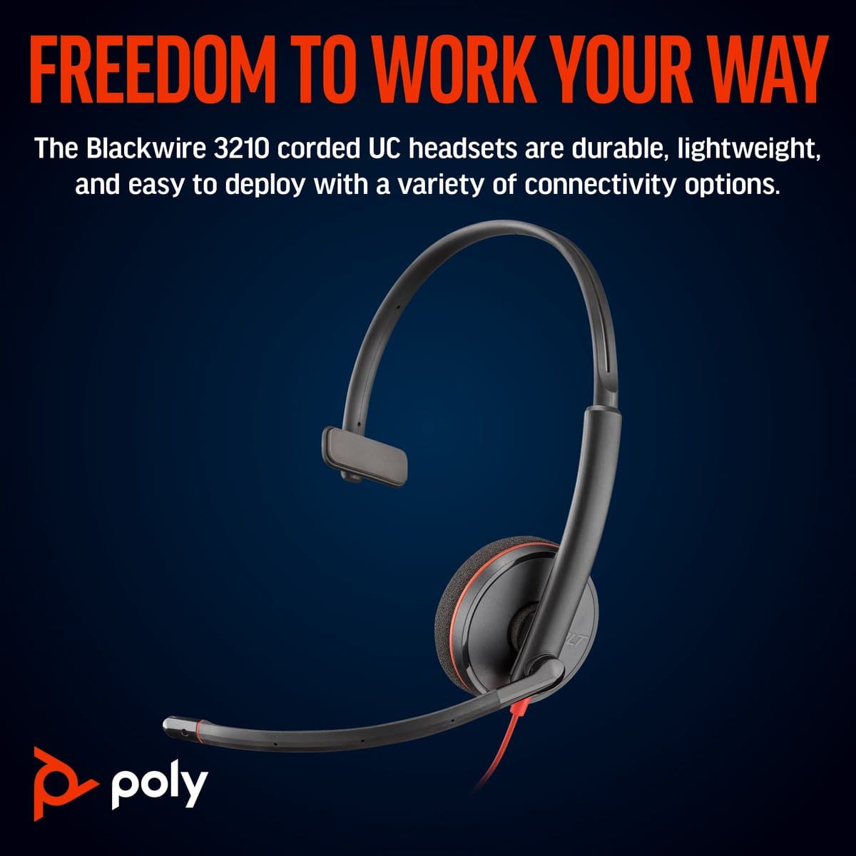 HP Poly Blackwire C3210 – Over-ear headset – Kabel – Mono – Zwart — afbeelding 1