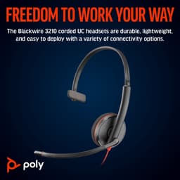 HP Poly Blackwire C3210 – Over-ear headset – Kabel – Mono – Zwart — thumbnail 1