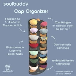Hanging Cap Holder for 7 Caps - Stylish Storage Solution for Baseball Caps and Headgear — thumbnail 2