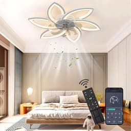 6 Sterren Plafondlamp Met Ventilator - Wit - Met Afstandsbediening - Smart lamp - Dimbaar Met App - 6 Standen Ventilator - Woonkamerlamp - Moderne lamp - Plafoniere — thumbnail 1