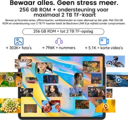 Blackview LINK 8 Tablet - Octa Core G100 Tablet - 12.7 Inch - 18 GB RAM + 256 GB ROM - Android 15 Tablet - Met Toetsenbord(QWERTY), Beschermhoes, Muis, Stylus - 8400 mAh - 90 Hz 2K FHD Scherm - Widevine L1 - 5G WiFi - Gezichtsherkenning - Blauw — thumbnail 8
