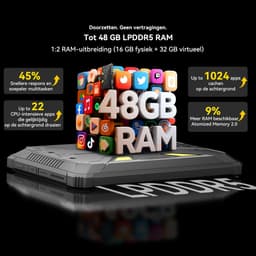 Blackview Active 12 Pro 5G Outdoor Tablet - 11 inch - 48 GB + 1 TB 30000 mAh 120 W snel opladen IP68 waterdicht 108 MP + 50 MP dual sim - zwart — thumbnail 13