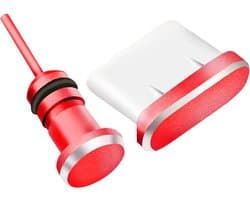 Stofplug USB-C & 3.5mm Jack poort - Metaal - Geschikt voor Smartphone/Tablet/Laptop - Rood