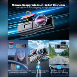 SNJY® Dashcam voor Auto - Auto Camera - Dashcam Voor en Achter - 4K - Zwart - 64 GB — thumbnail 4