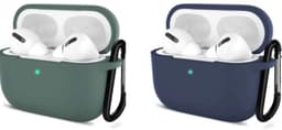 ShieldCase bundel van 2 Airpods beschermhoesjes - Geschikt voor Airpods Pro / 2 Pro - Groen en Donkerblauw - Optimale bescherming - Stijlvolle accessoires - Airpods hoesjes set - Beschermhoesjes voor Airpods - Schokbestendig - Siliconen hoesje — thumbnail 1