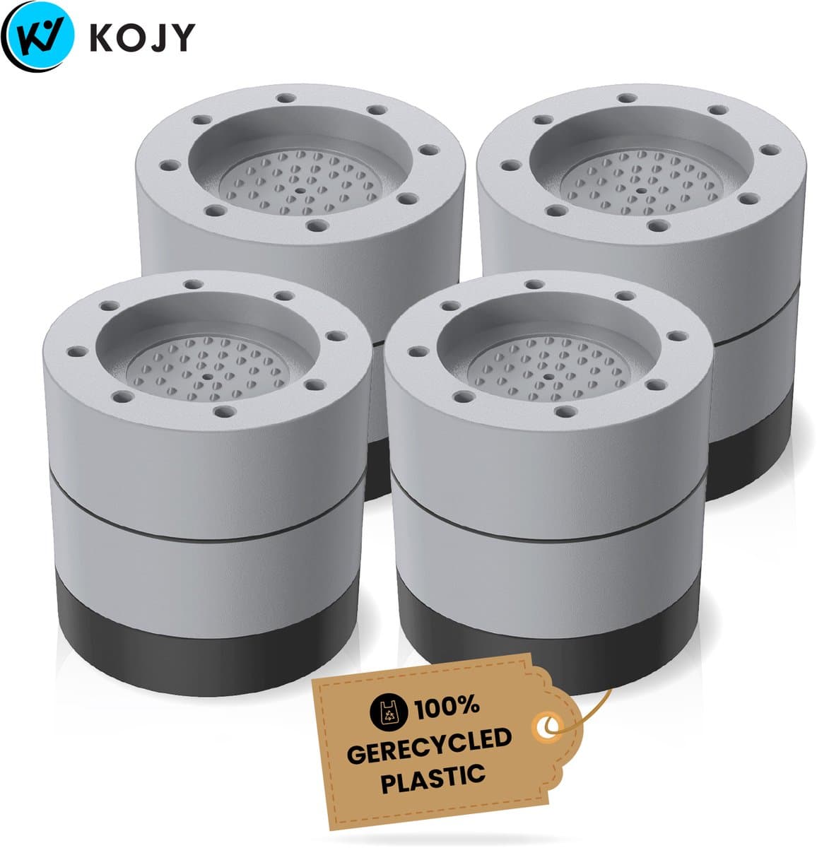 KOJY Wasmachine dempers - Verhoger - Stapelbaar - grijs - voor wasmachine en wasdroger - 8 Stuks — afbeelding 1