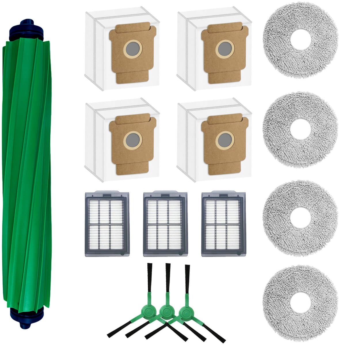 16 Vervangingsonderdelen voor iRobot Roomba Plus 505&405 Combo van MMOBIEL - Voor Roomba Vervangingsonderdelen – 1 Hoofdborstel, 3 Filters, 4 Zijborstels, 4 Stofzakken, 4 Dweilpads — afbeelding 1