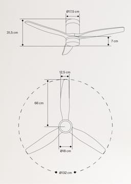 Plafondventilator met natuurlijk hout en wifi - 132 cm, stil, 6 snelheden, 3 lichttemperaturen, met afstandsbediening — thumbnail 5