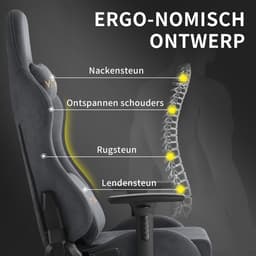 Gaming stoel - luxe imitatie suède Gamestoel- ergonomische bureaustoel met voetensteun - hoofdsteun en lendenkussen-3D armleuningen-90-155 graden rugleuning-Grijs — thumbnail 5