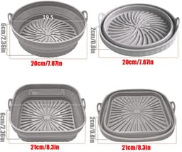 Geschikt voor Airfryer Accessoires Bakmand Vervangende Binnentank Vierkante Siliconen Pan - Grijs Rond — thumbnail 5