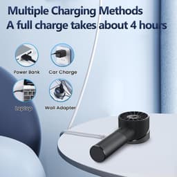 Draagbare USB-oplaadbare Turbo Ventilator – Mini Handventilator met 2600 mAh Accu — thumbnail 3