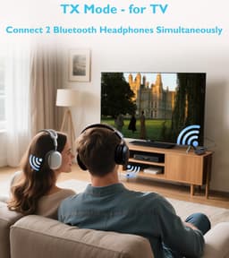 Bluetooth-zender voor tv naar 2 hoofdtelefoons, Bluetooth AUX-adapter voor handsfree bellen in de auto, 3,5 mm draadloze zender-ontvanger met LED-display voor vliegtuig/stereo/sportschool — thumbnail 2
