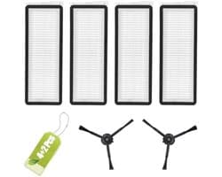 PromoHome 4 stuks HEPA-filters compatibel met Roborock Qrevo S/Qrevo Pro/Qrevo Plus/Qrevo MaxV/Qrevo Curv/Qrevo Curve/Qrevo Edge/Qrevo Curv S5X/Qrevo EDGE S5A/QV 35A/QV 35S, 2 zijborstels