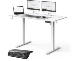 SENSE7 NOJO LIGHT - Zit Sta Bureau - 120 cm x 60 cm - Elektrisch bureau - Verstelbare bureau - Elektrische Hoogteverstelling - Hoogte 72-118 cm - Intelligent Bedieningspaneel - Wit