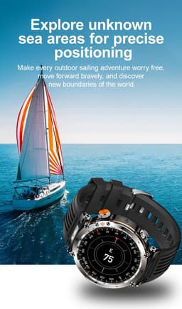 Knobbout 1.7" Outdoor Smartwatch – Digitale Kompas - LED & UV Licht -600mAh batterij - Bluetooth Bellen- IP68 Waterdicht -AI Spraakassistent - Gezondheid & Sportfuncties -Blauw Siliconen Band — thumbnail 5