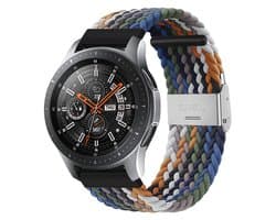 Qelus Denim Kleurmix 20mm Gebreide Nylon Elastische Horlogeband met RVS Gesp - Verstelbare Lengte - Vervangende Band voor Horloges en Smartwatches - Sportief, Zachte en Ademende - Voor Mannen en Vrouwen